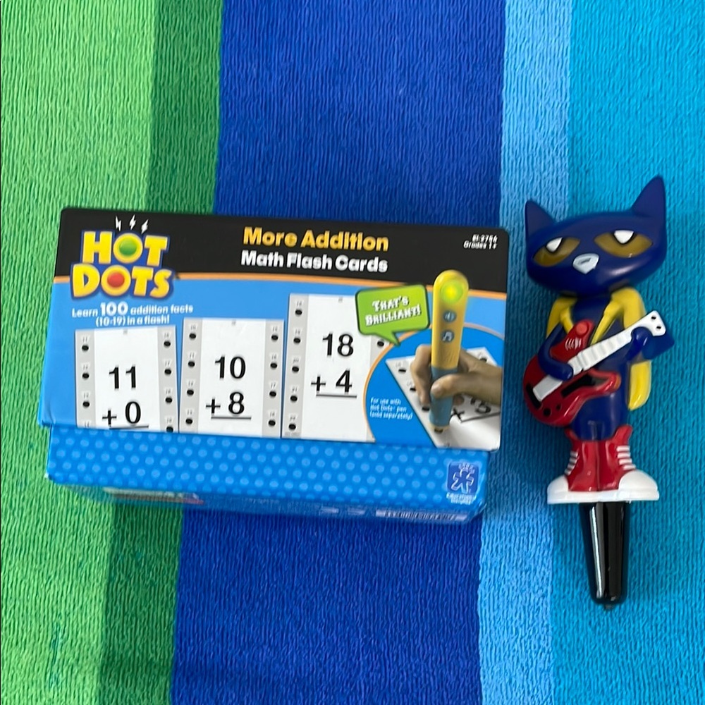 Hot Dots Math Flash Cards with Blue Cat Toy